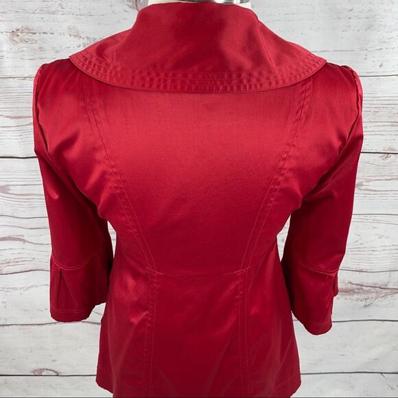 BCX mid length red jacket 3/4 flare sleeves pockets - Picture 6 of 13
